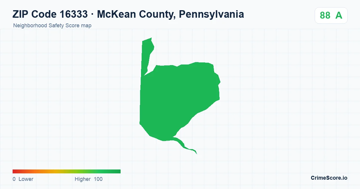 ZIP Code 16333 in McKean County, Pennsylvania neighborhood Safety Score map
