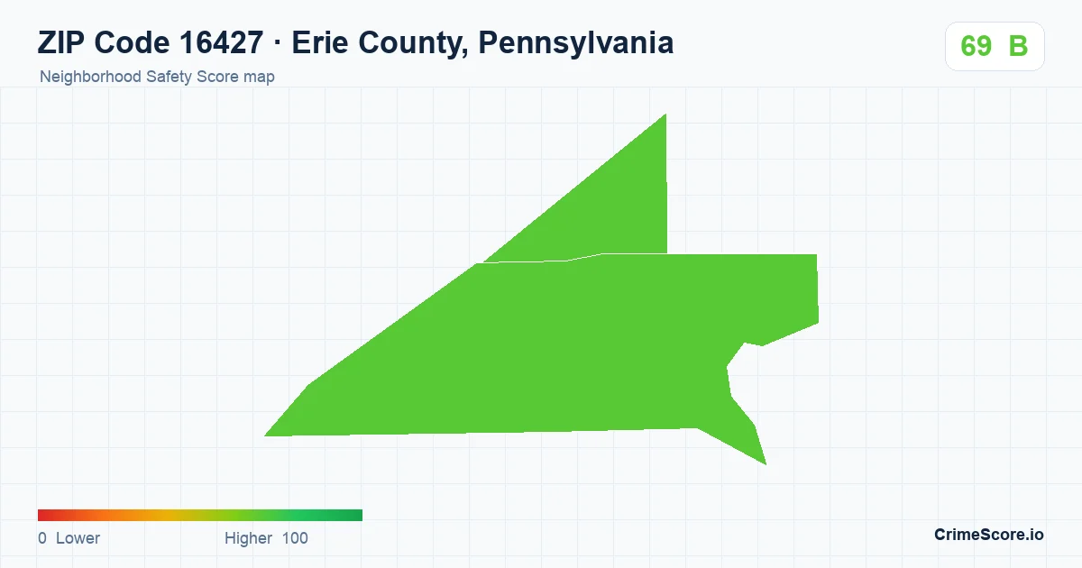 ZIP Code 16427 in Erie County, Pennsylvania neighborhood Safety Score map