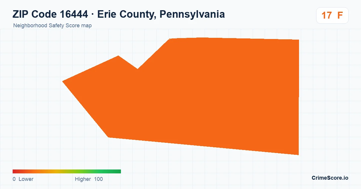 ZIP Code 16444 in Erie County, Pennsylvania neighborhood Safety Score map