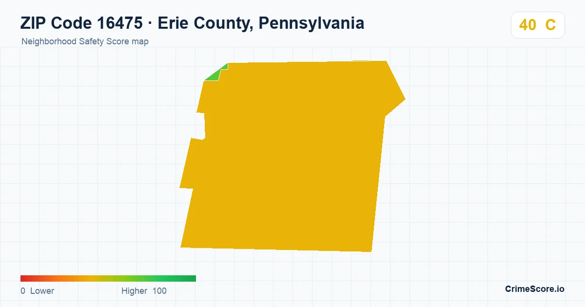 ZIP Code 16475 in Erie County, Pennsylvania neighborhood Safety Score map