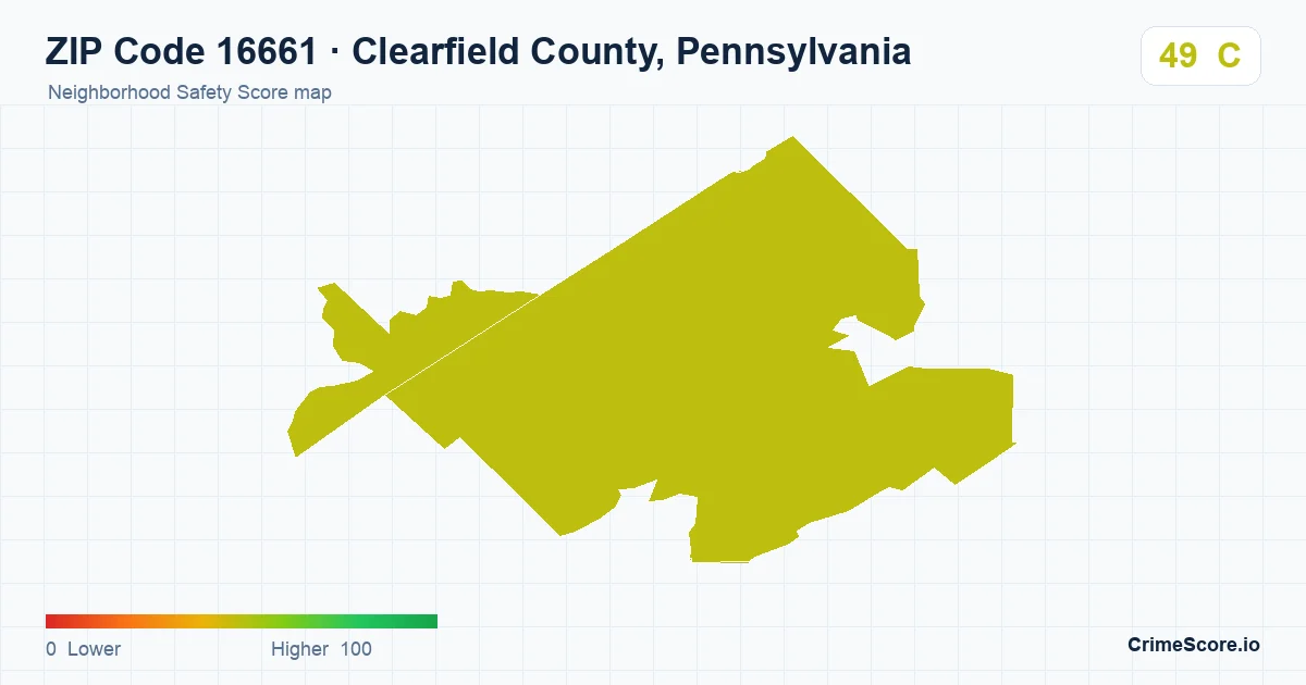 ZIP Code 16661 in Clearfield County, Pennsylvania neighborhood Safety Score map