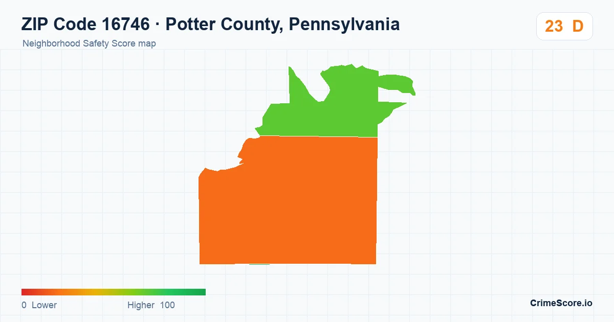 ZIP Code 16746 in Potter County, Pennsylvania neighborhood Safety Score map