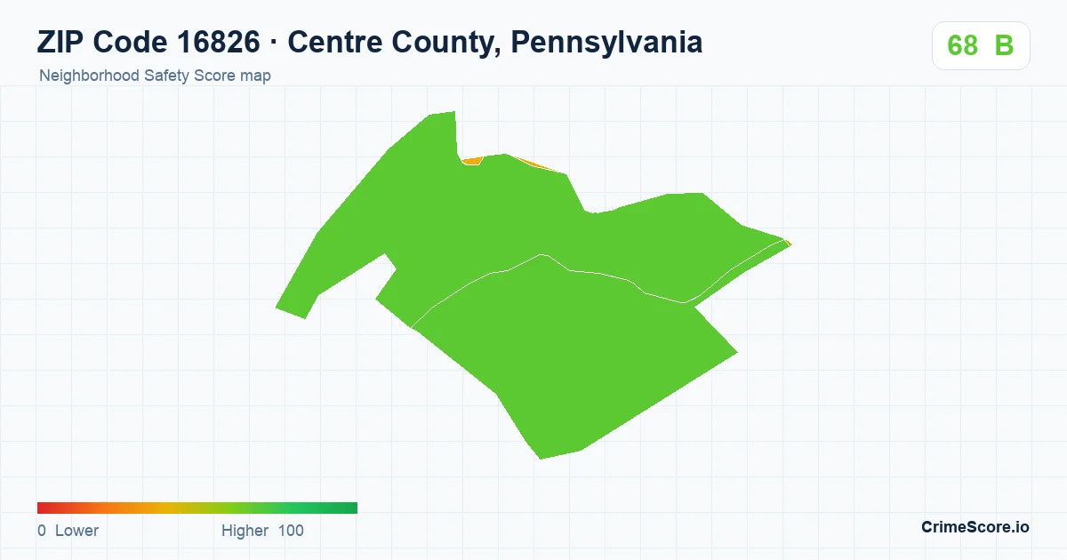 ZIP Code 16826 in Centre County, Pennsylvania neighborhood Safety Score map