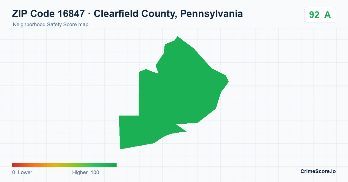 ZIP Code 16847 in Clearfield County, Pennsylvania neighborhood Safety Score map