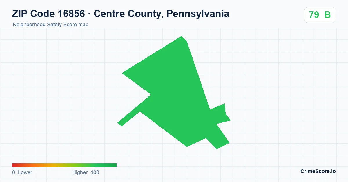 ZIP Code 16856 in Centre County, Pennsylvania neighborhood Safety Score map