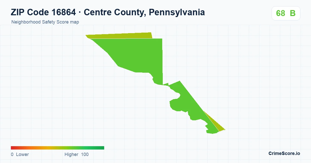 ZIP Code 16864 in Centre County, Pennsylvania neighborhood Safety Score map