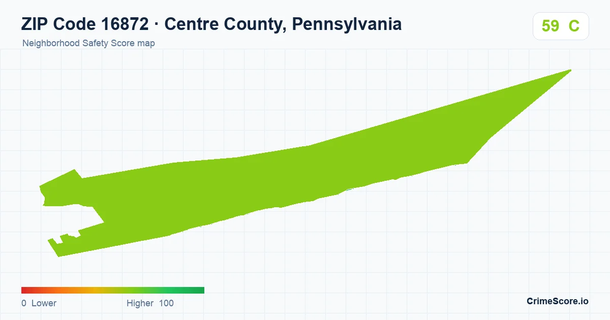 ZIP Code 16872 in Centre County, Pennsylvania neighborhood Safety Score map