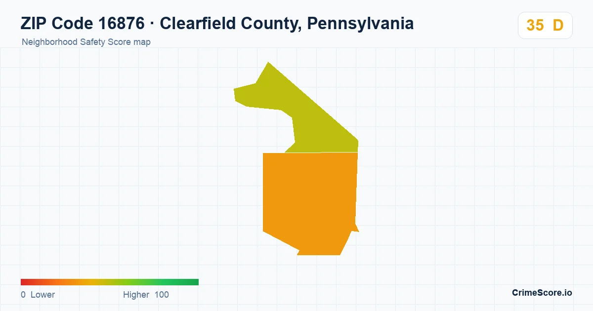 ZIP Code 16876 in Clearfield County, Pennsylvania neighborhood Safety Score map
