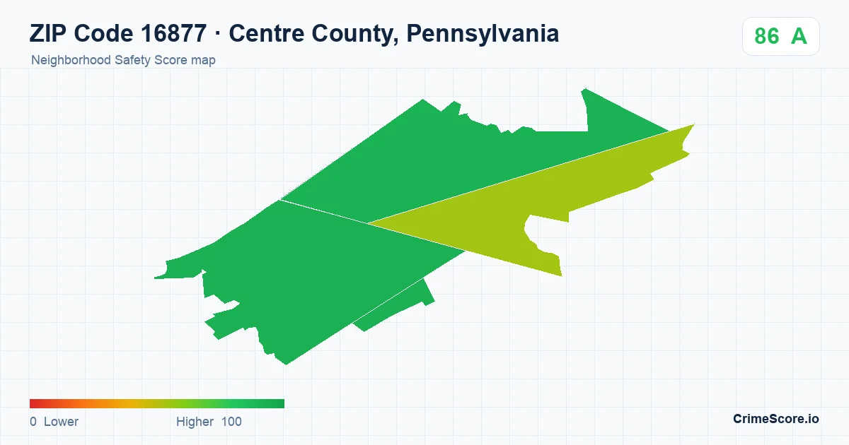 ZIP Code 16877 in Centre County, Pennsylvania neighborhood Safety Score map