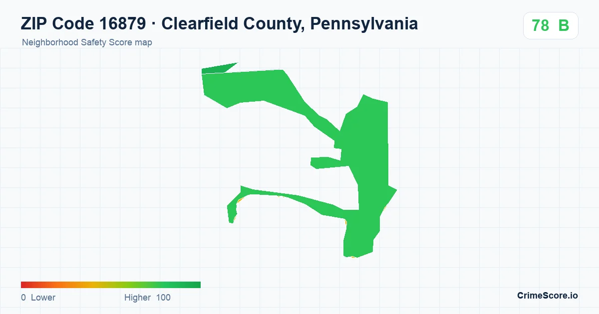 ZIP Code 16879 in Clearfield County, Pennsylvania neighborhood Safety Score map