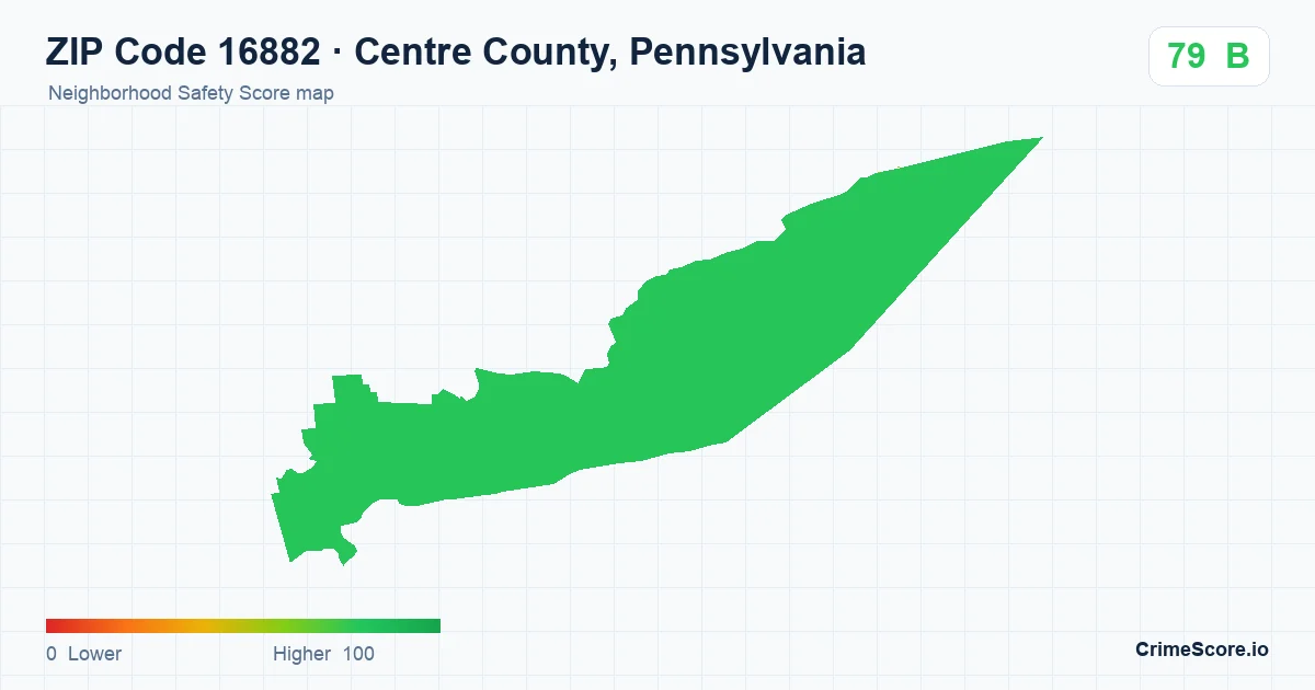 ZIP Code 16882 in Centre County, Pennsylvania neighborhood Safety Score map