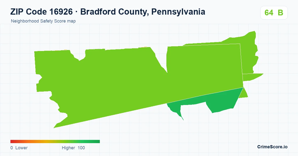 ZIP Code 16926 in Bradford County, Pennsylvania neighborhood Safety Score map