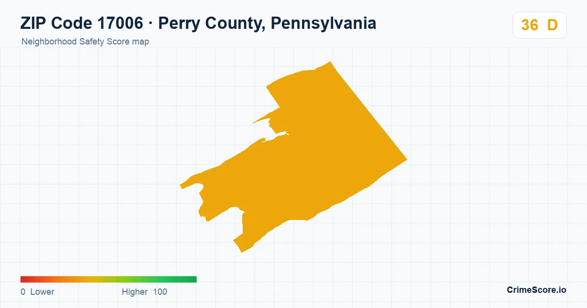 ZIP Code 17006 in Perry County, Pennsylvania neighborhood Safety Score map
