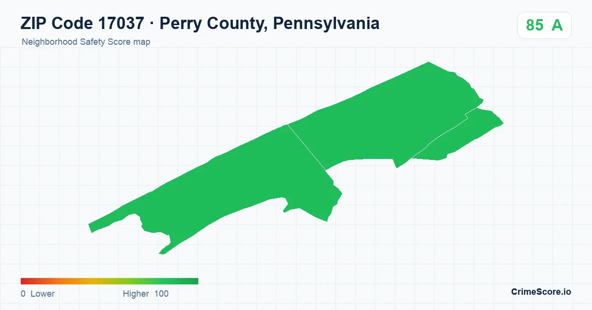 ZIP Code 17037 in Perry County, Pennsylvania neighborhood Safety Score map