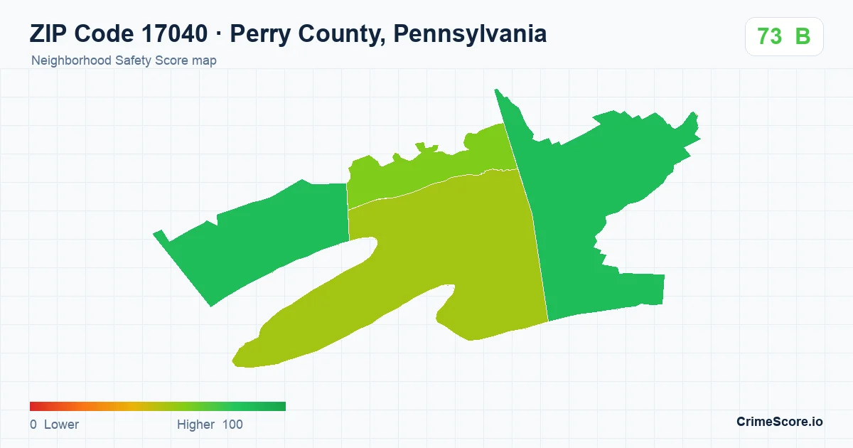 ZIP Code 17040 in Perry County, Pennsylvania neighborhood Safety Score map