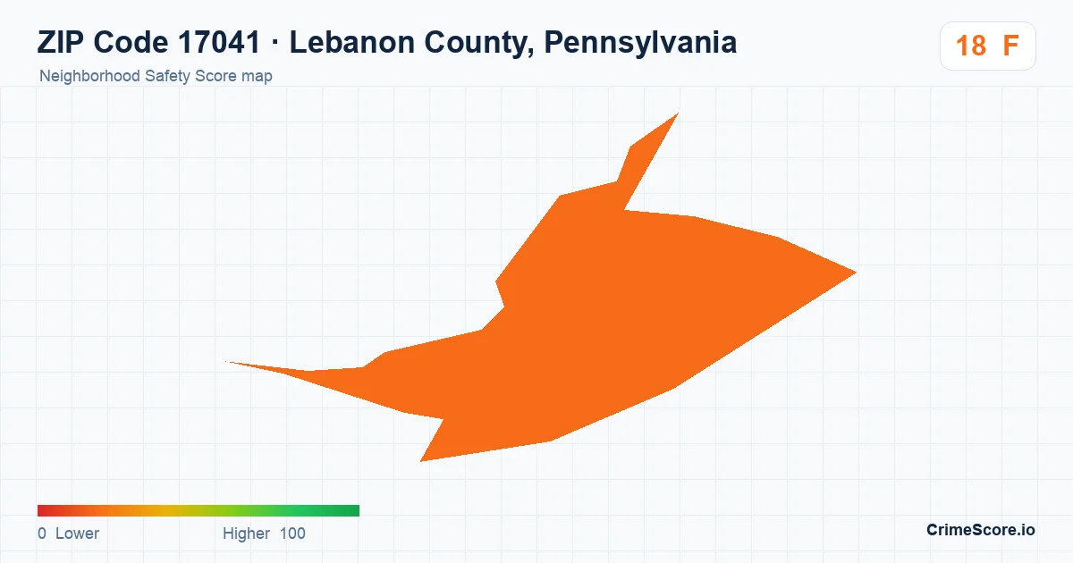 ZIP Code 17041 in Lebanon County, Pennsylvania neighborhood Safety Score map