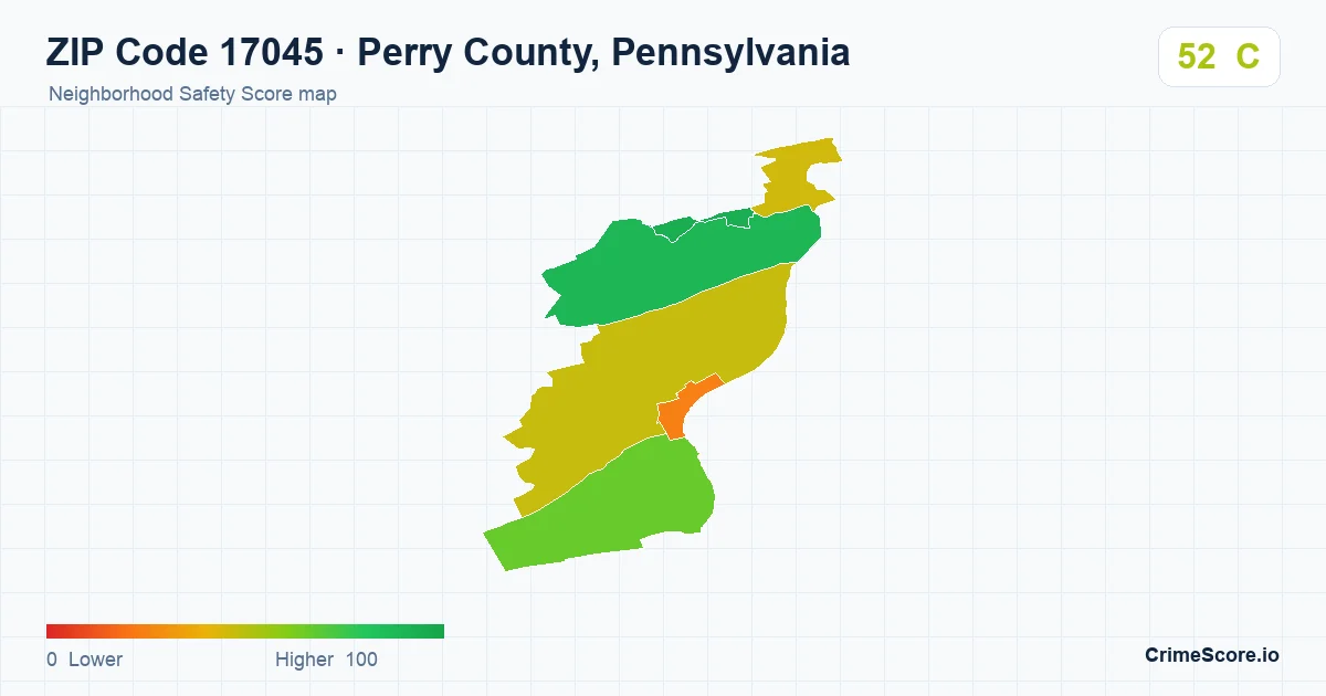 ZIP Code 17045 in Perry County, Pennsylvania neighborhood Safety Score map