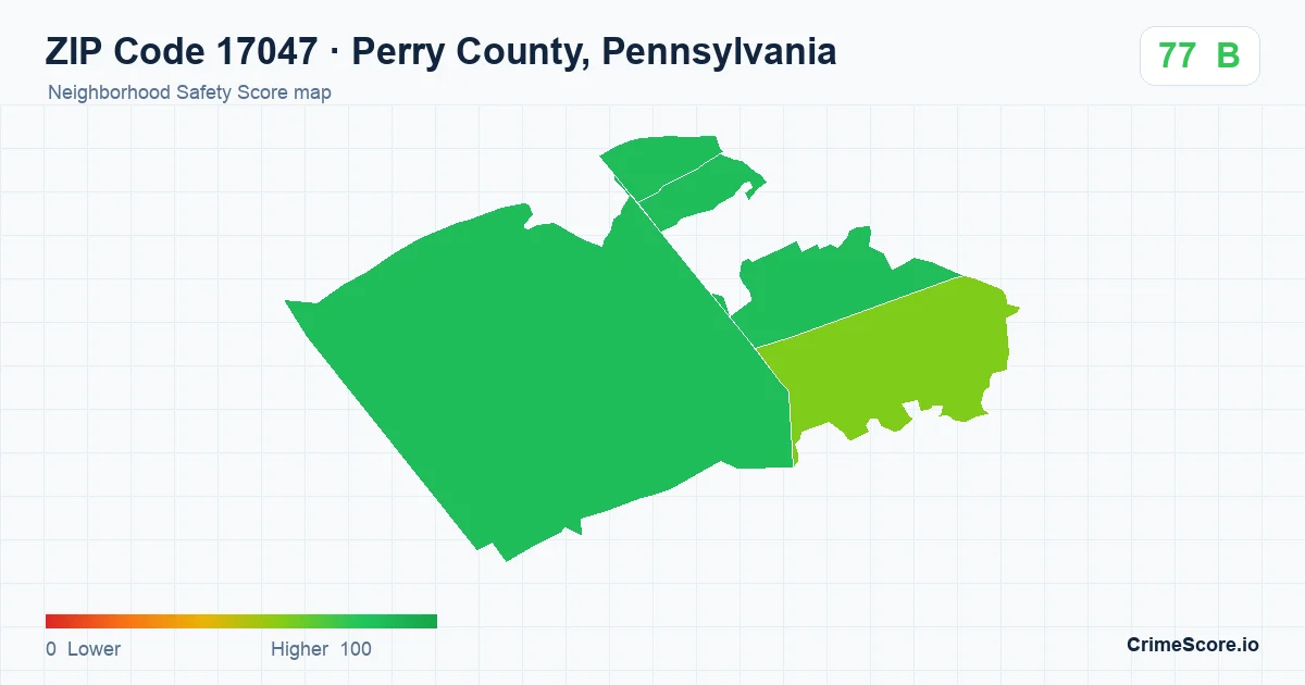 ZIP Code 17047 in Perry County, Pennsylvania neighborhood Safety Score map