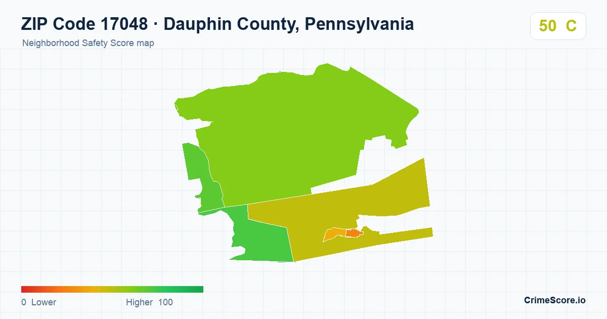 ZIP Code 17048 in Dauphin County, Pennsylvania neighborhood Safety Score map