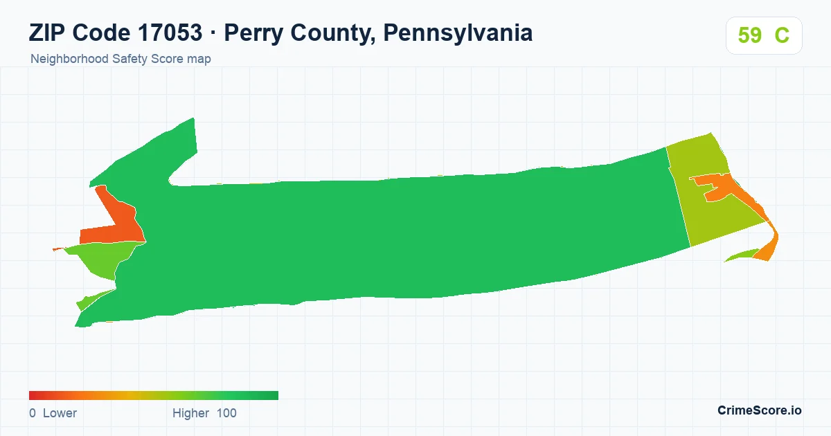 ZIP Code 17053 in Perry County, Pennsylvania neighborhood Safety Score map