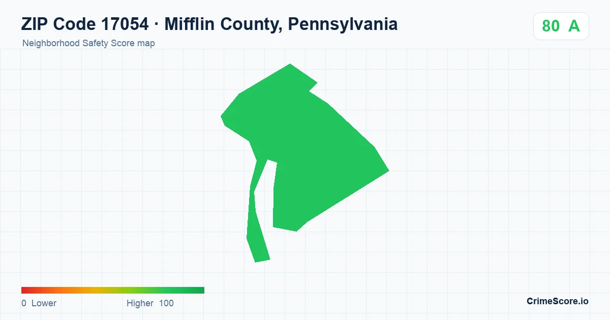 ZIP Code 17054 in Mifflin County, Pennsylvania neighborhood Safety Score map
