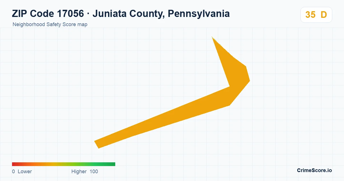 ZIP Code 17056 in Juniata County, Pennsylvania neighborhood Safety Score map