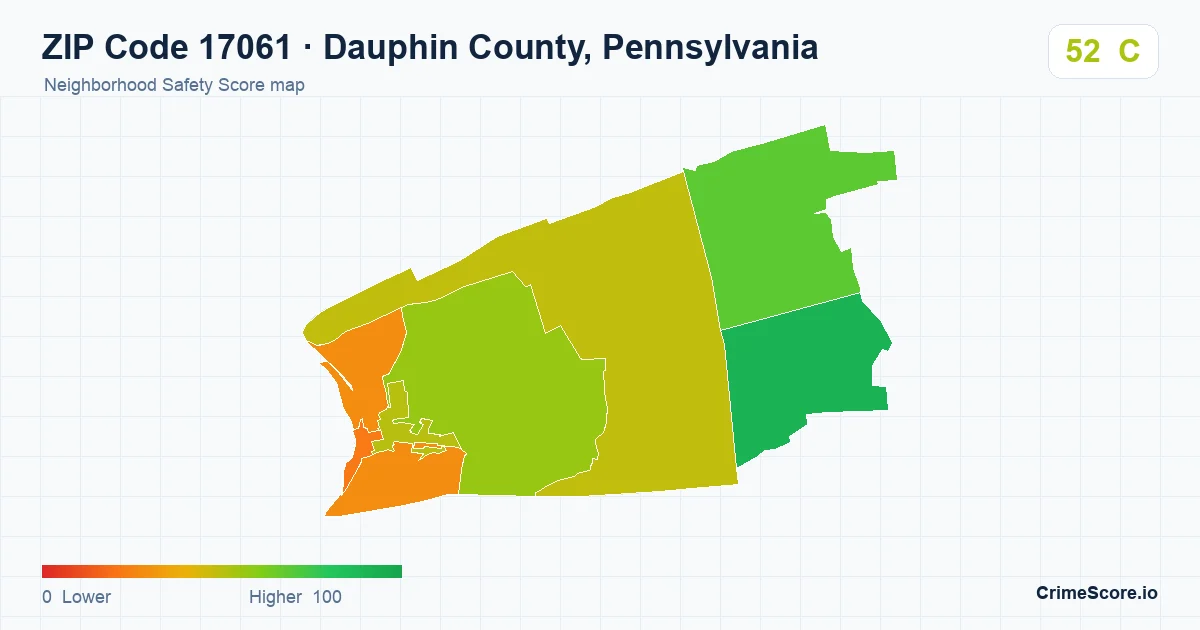ZIP Code 17061 in Dauphin County, Pennsylvania neighborhood Safety Score map