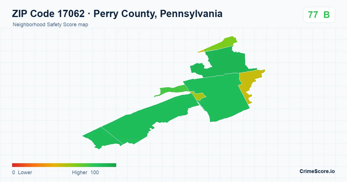 ZIP Code 17062 in Perry County, Pennsylvania neighborhood Safety Score map