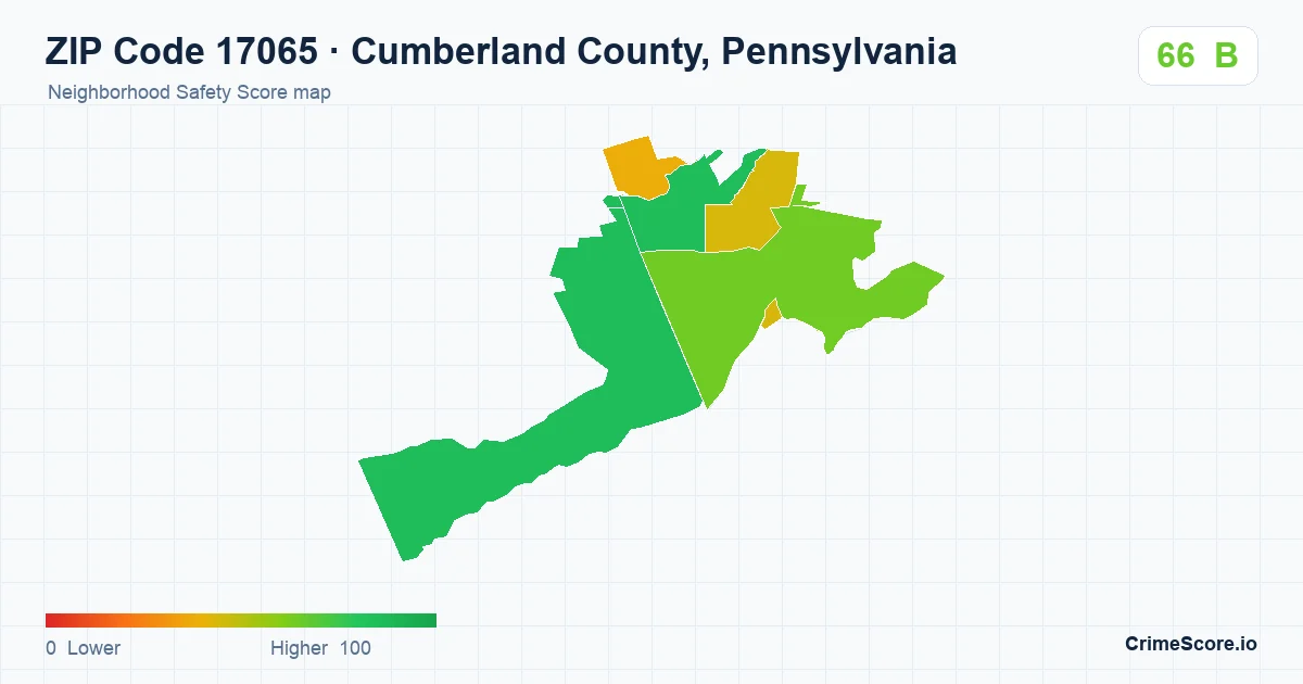 ZIP Code 17065 in Cumberland County, Pennsylvania neighborhood Safety Score map