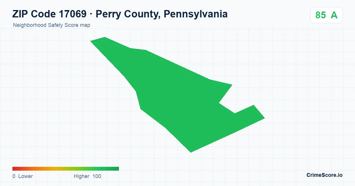 ZIP Code 17069 in Perry County, Pennsylvania neighborhood Safety Score map