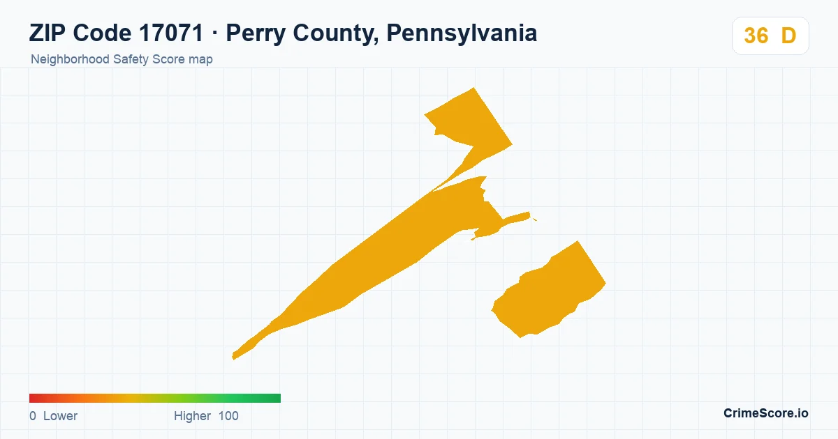 ZIP Code 17071 in Perry County, Pennsylvania neighborhood Safety Score map