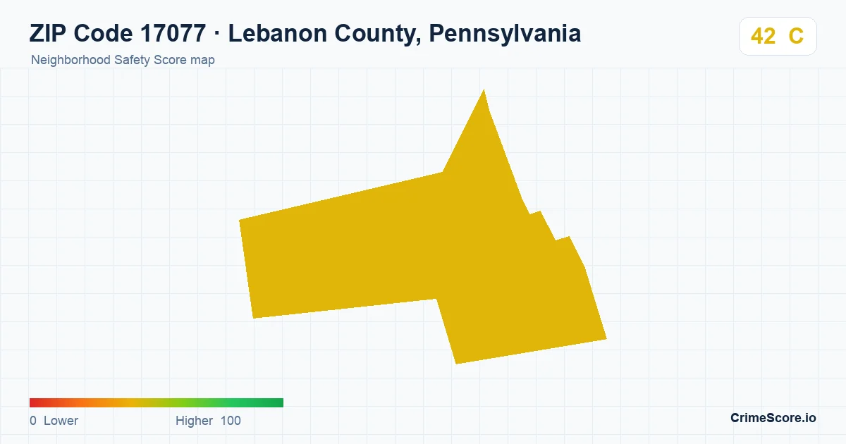 ZIP Code 17077 in Lebanon County, Pennsylvania neighborhood Safety Score map