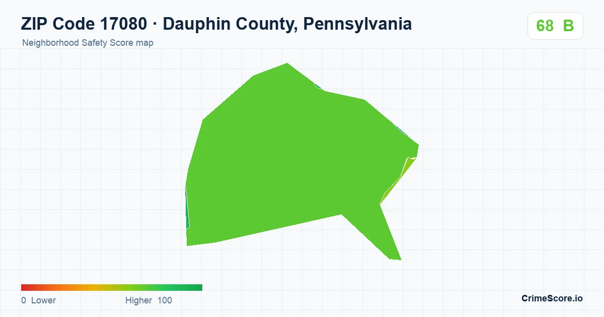 ZIP Code 17080 in Dauphin County, Pennsylvania neighborhood Safety Score map