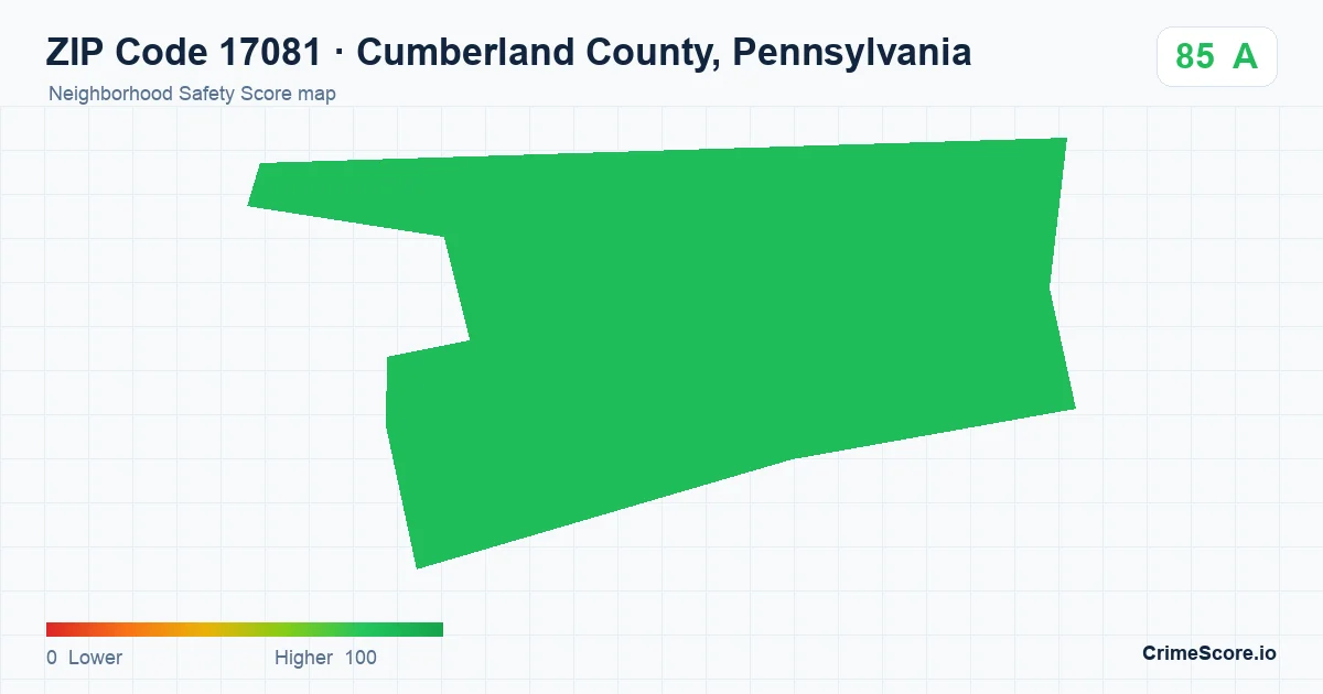 ZIP Code 17081 in Cumberland County, Pennsylvania neighborhood Safety Score map