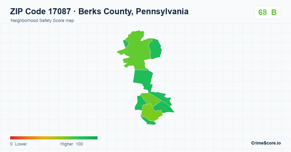 ZIP Code 17087 in Berks County, Pennsylvania neighborhood Safety Score map