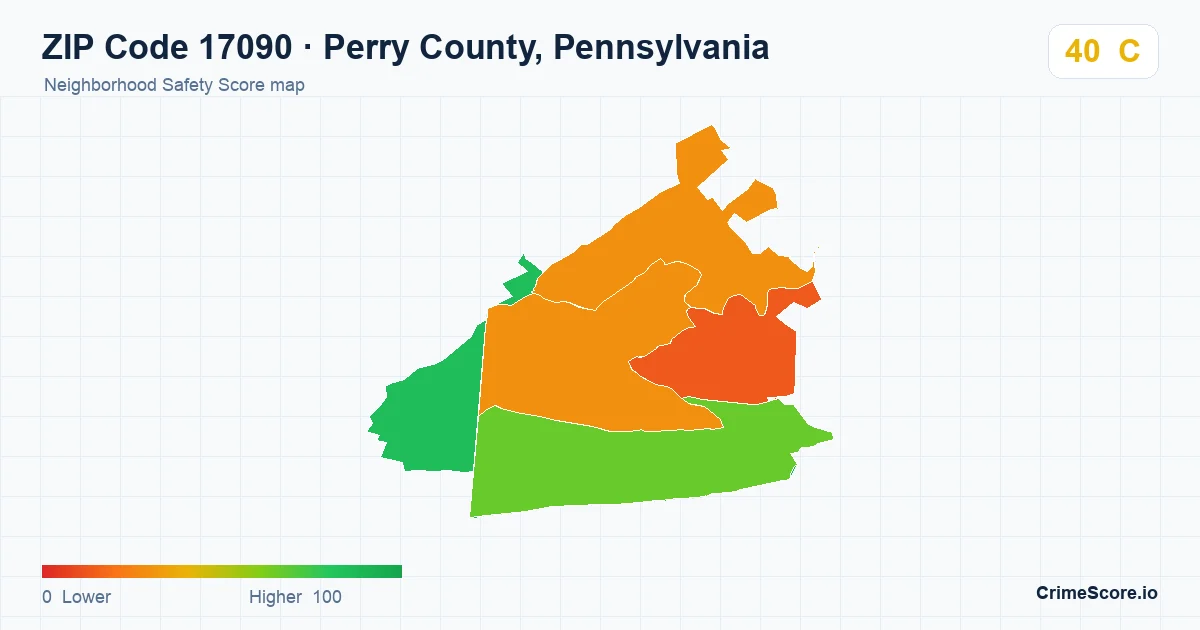 ZIP Code 17090 in Perry County, Pennsylvania neighborhood Safety Score map