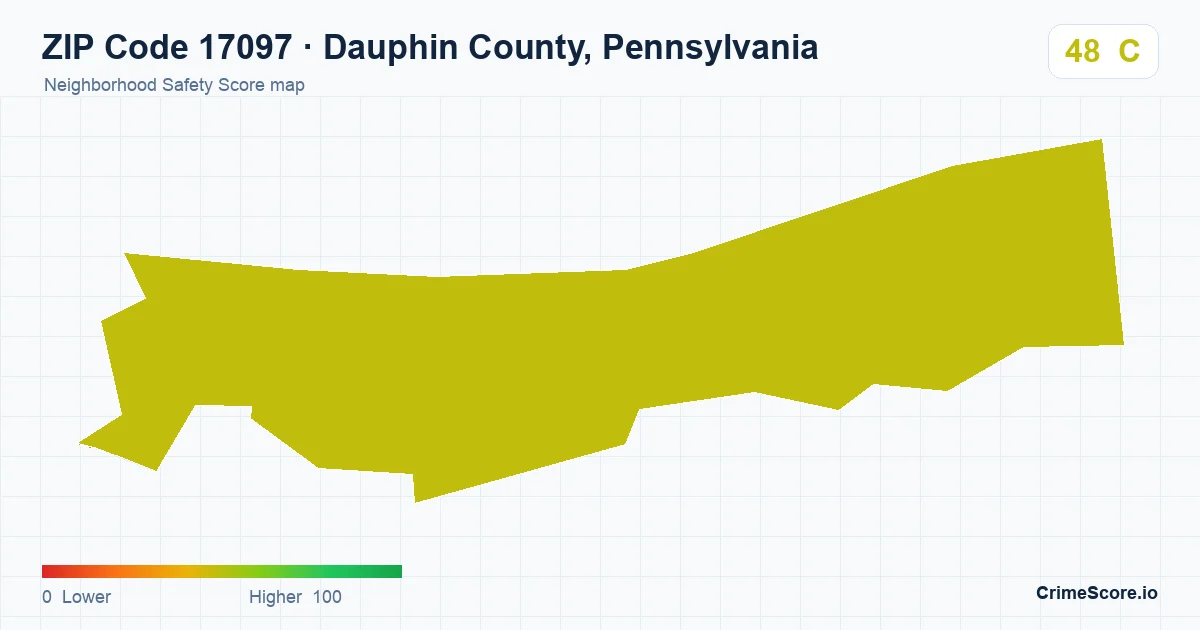 ZIP Code 17097 in Dauphin County, Pennsylvania neighborhood Safety Score map