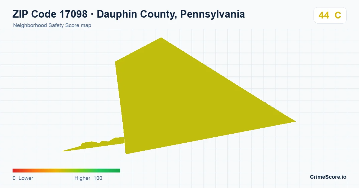 ZIP Code 17098 in Dauphin County, Pennsylvania neighborhood Safety Score map