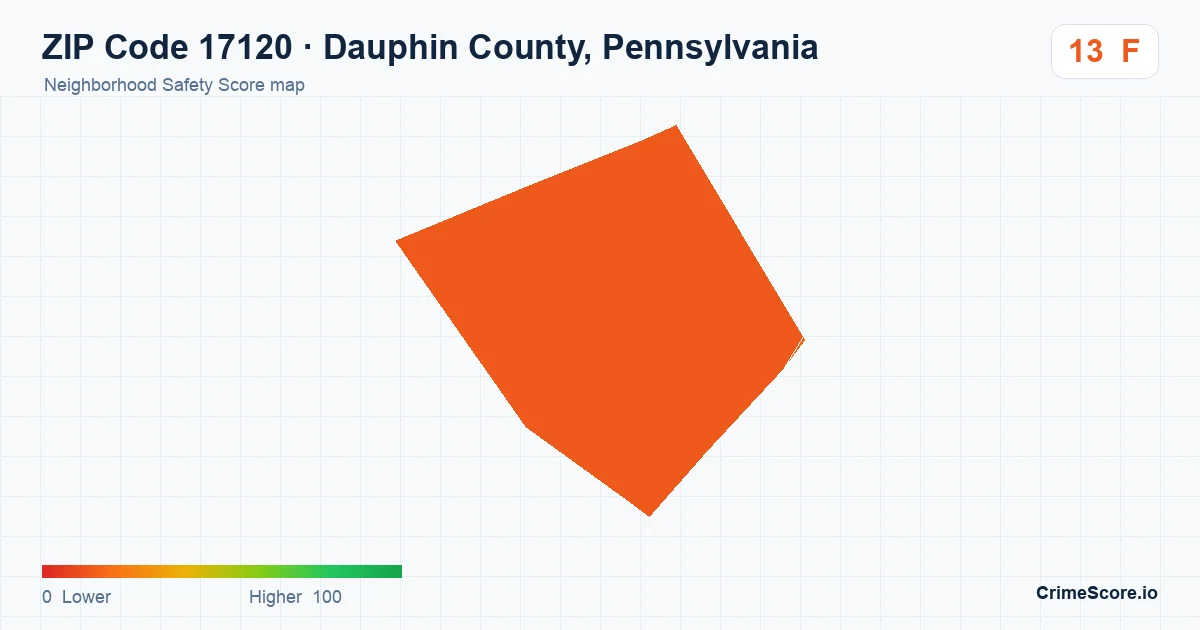 ZIP Code 17120 in Dauphin County, Pennsylvania neighborhood Safety Score map