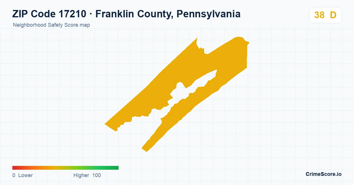 ZIP Code 17210 in Franklin County, Pennsylvania neighborhood Safety Score map