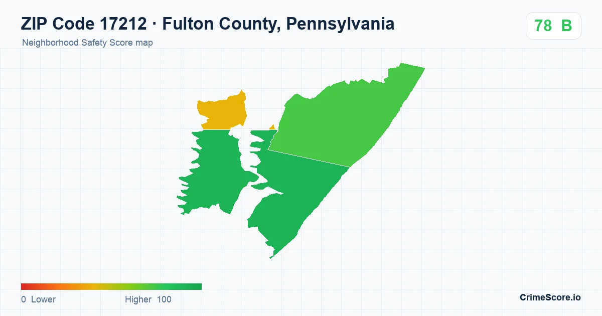 ZIP Code 17212 in Fulton County, Pennsylvania neighborhood Safety Score map