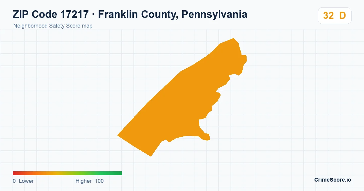 ZIP Code 17217 in Franklin County, Pennsylvania neighborhood Safety Score map