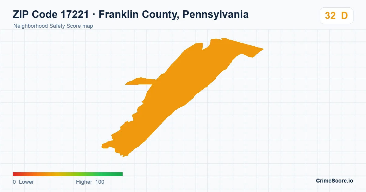 ZIP Code 17221 in Franklin County, Pennsylvania neighborhood Safety Score map