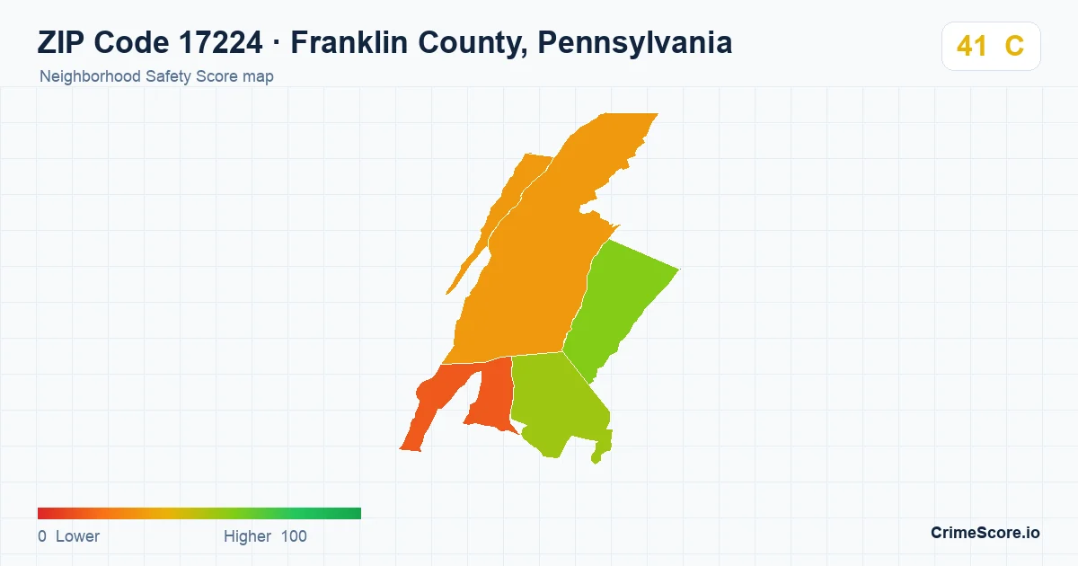 ZIP Code 17224 in Franklin County, Pennsylvania neighborhood Safety Score map