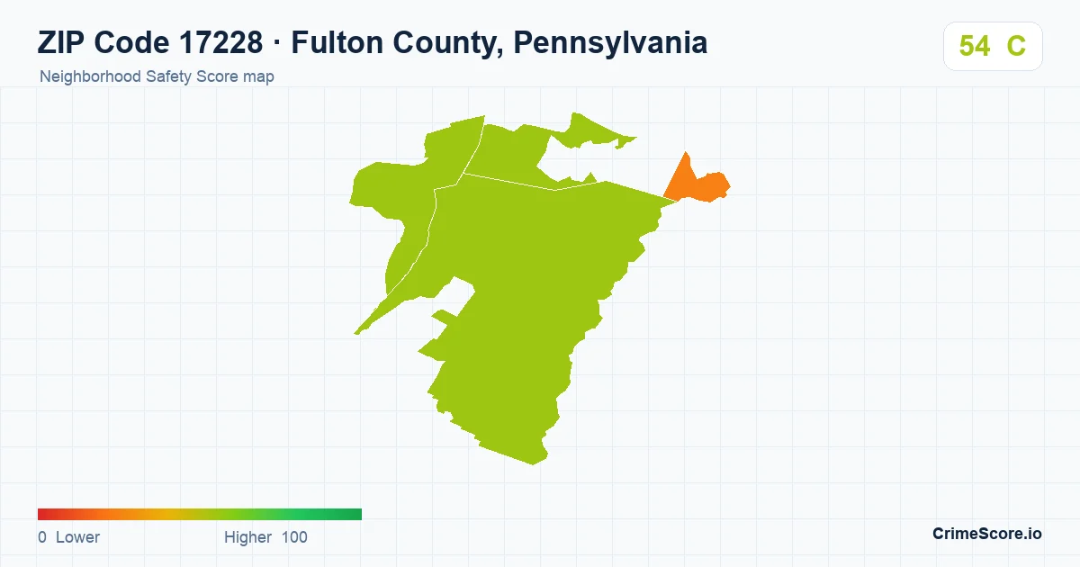 ZIP Code 17228 in Fulton County, Pennsylvania neighborhood Safety Score map