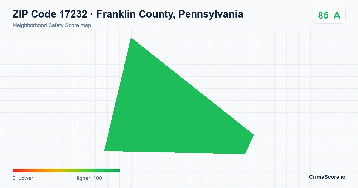ZIP Code 17232 in Franklin County, Pennsylvania neighborhood Safety Score map