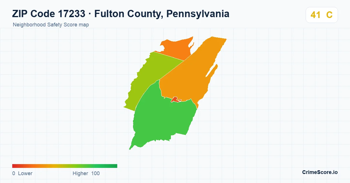 ZIP Code 17233 in Fulton County, Pennsylvania neighborhood Safety Score map
