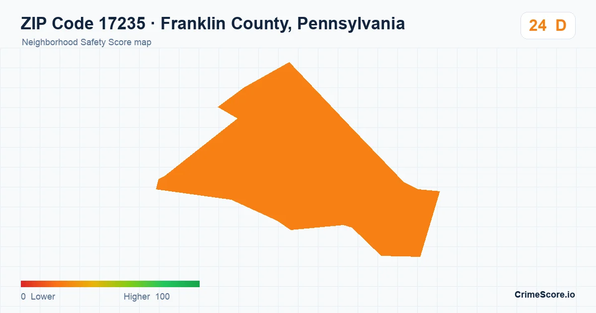 ZIP Code 17235 in Franklin County, Pennsylvania neighborhood Safety Score map