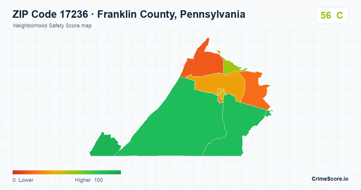 ZIP Code 17236 in Franklin County, Pennsylvania neighborhood Safety Score map