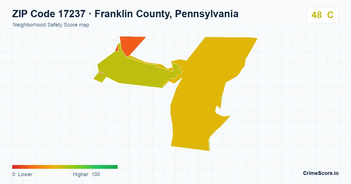 ZIP Code 17237 in Franklin County, Pennsylvania neighborhood Safety Score map